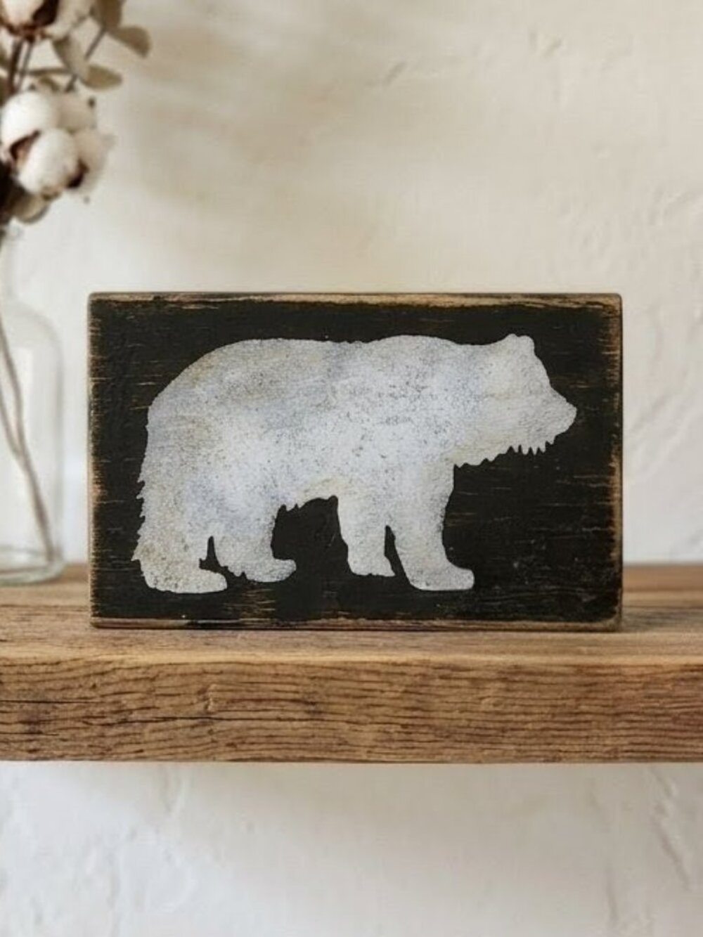 Rustic Bear Wood Block Decor | Handmade Cabin Lodge Shelf Sitter